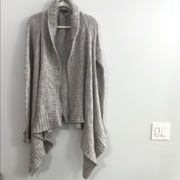 le chateau Sweaters - Le Chateau - Gray Cardigan Sweater with Open Front and Asymmetrical Design